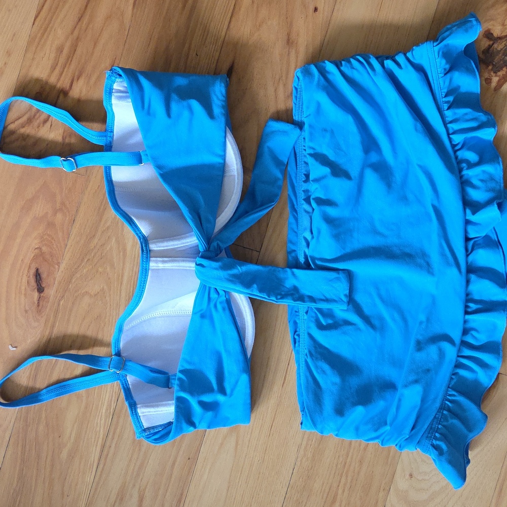 Coco Rave Bright Blue Ruffled Bikini Set - Picture 2 of 4